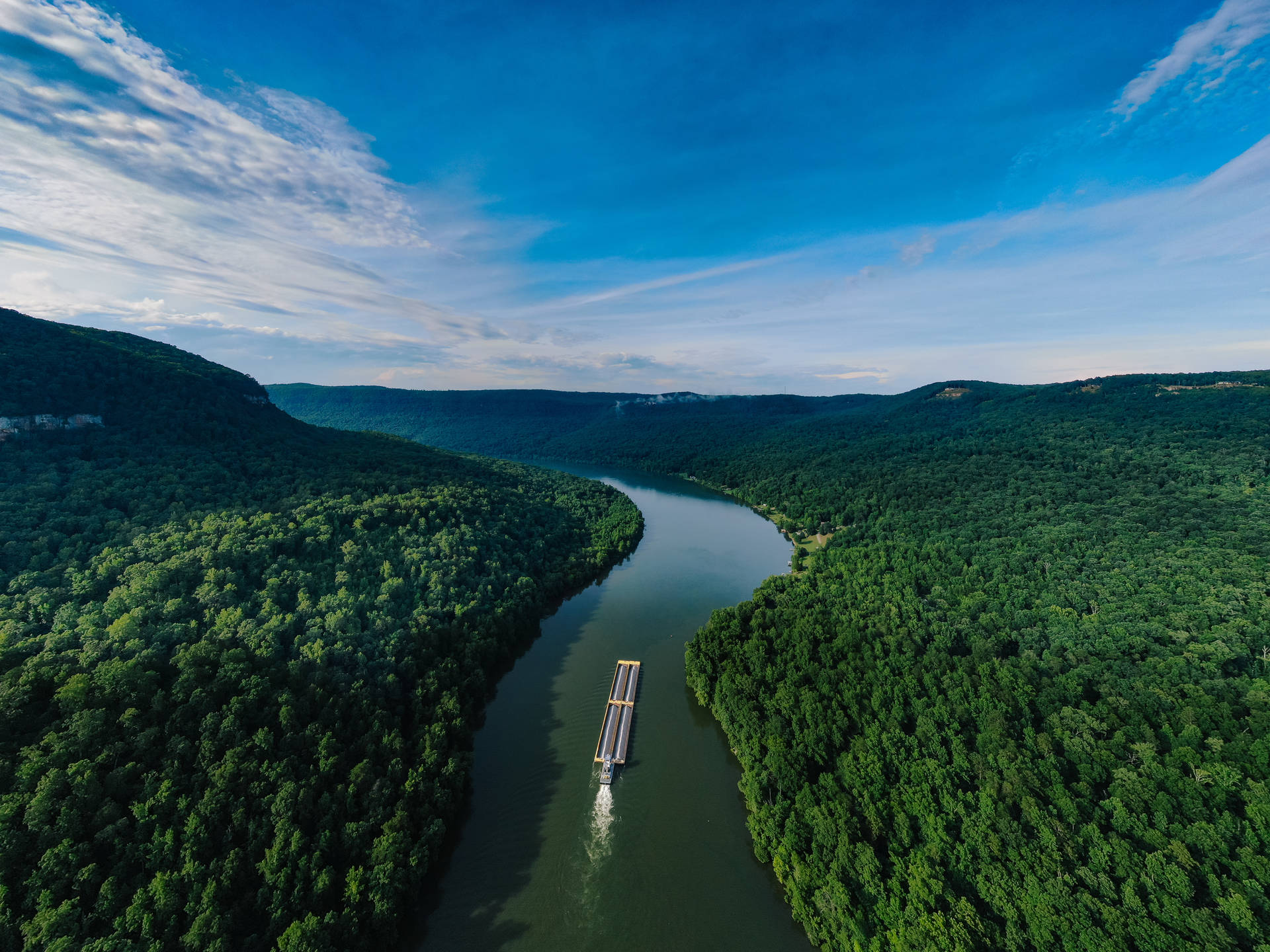 Blue Sky River View Background