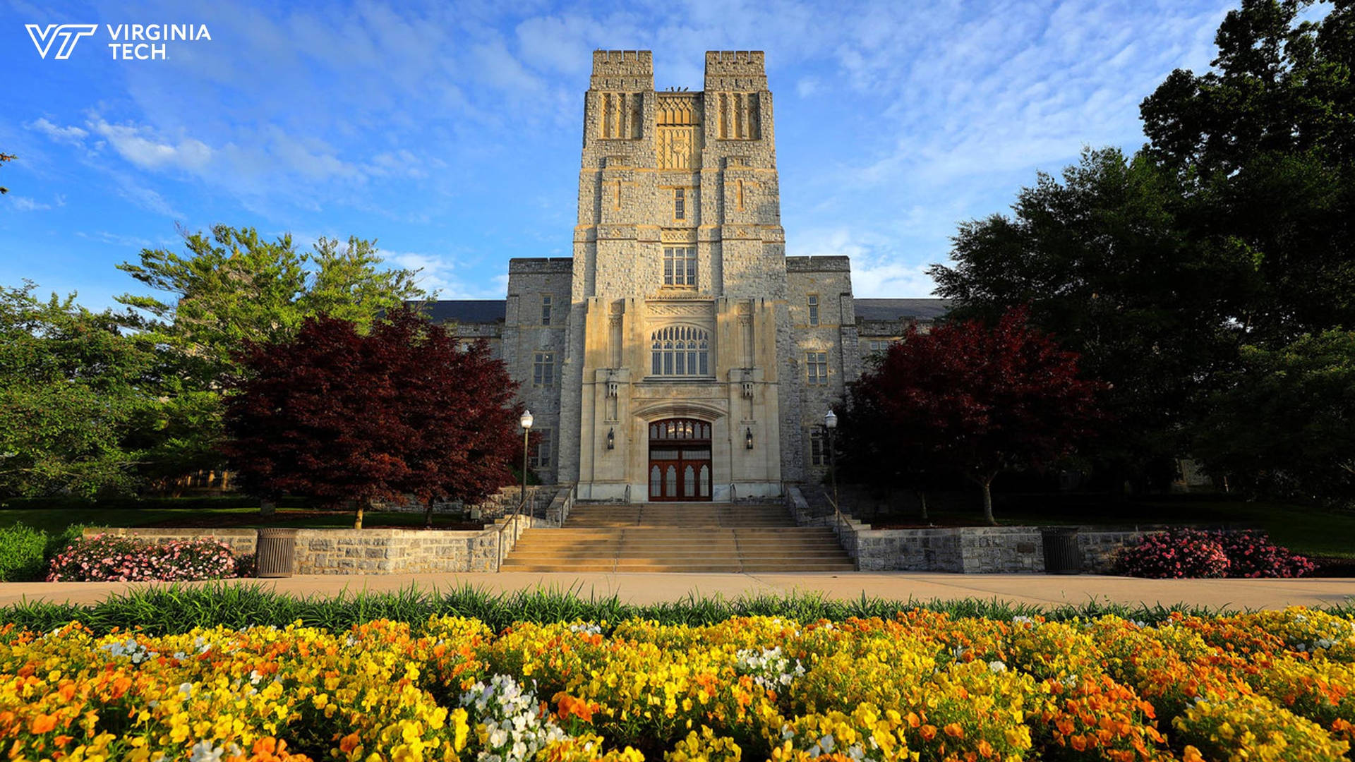 Blue Sky Virginia Tech Burruss Hall Background