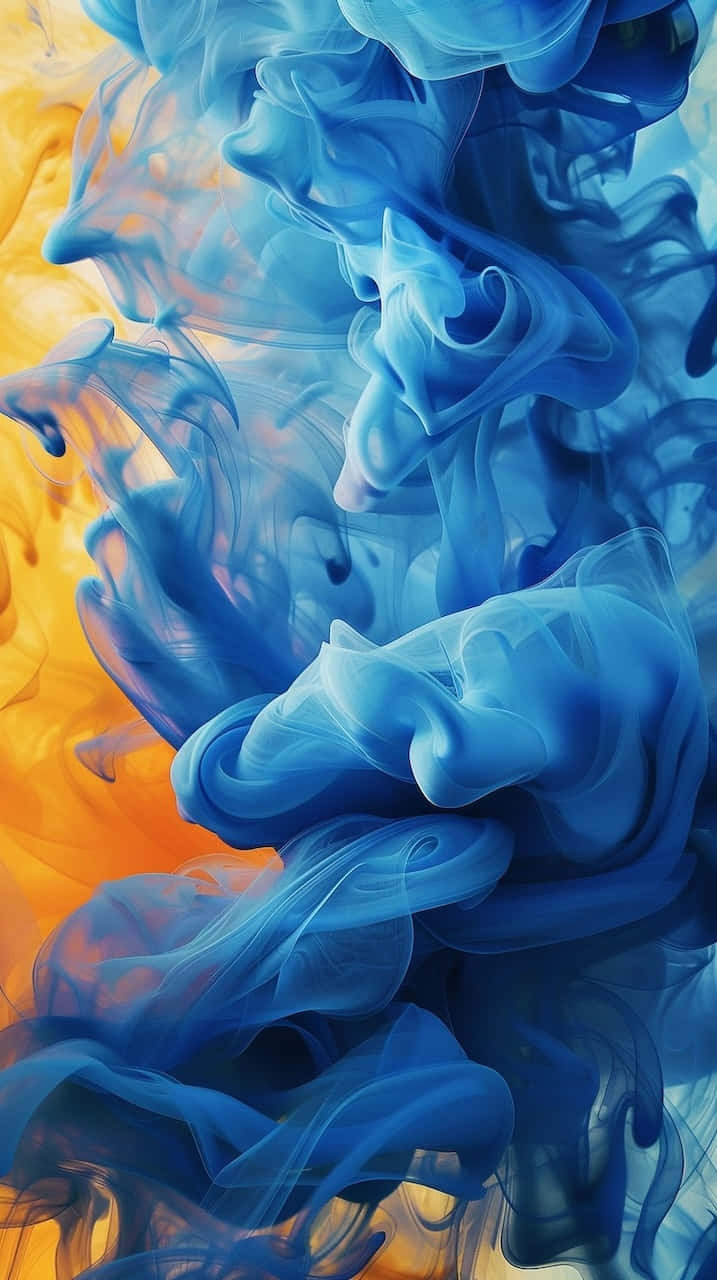 Blue Smoke Art Yellow Backdrop Background