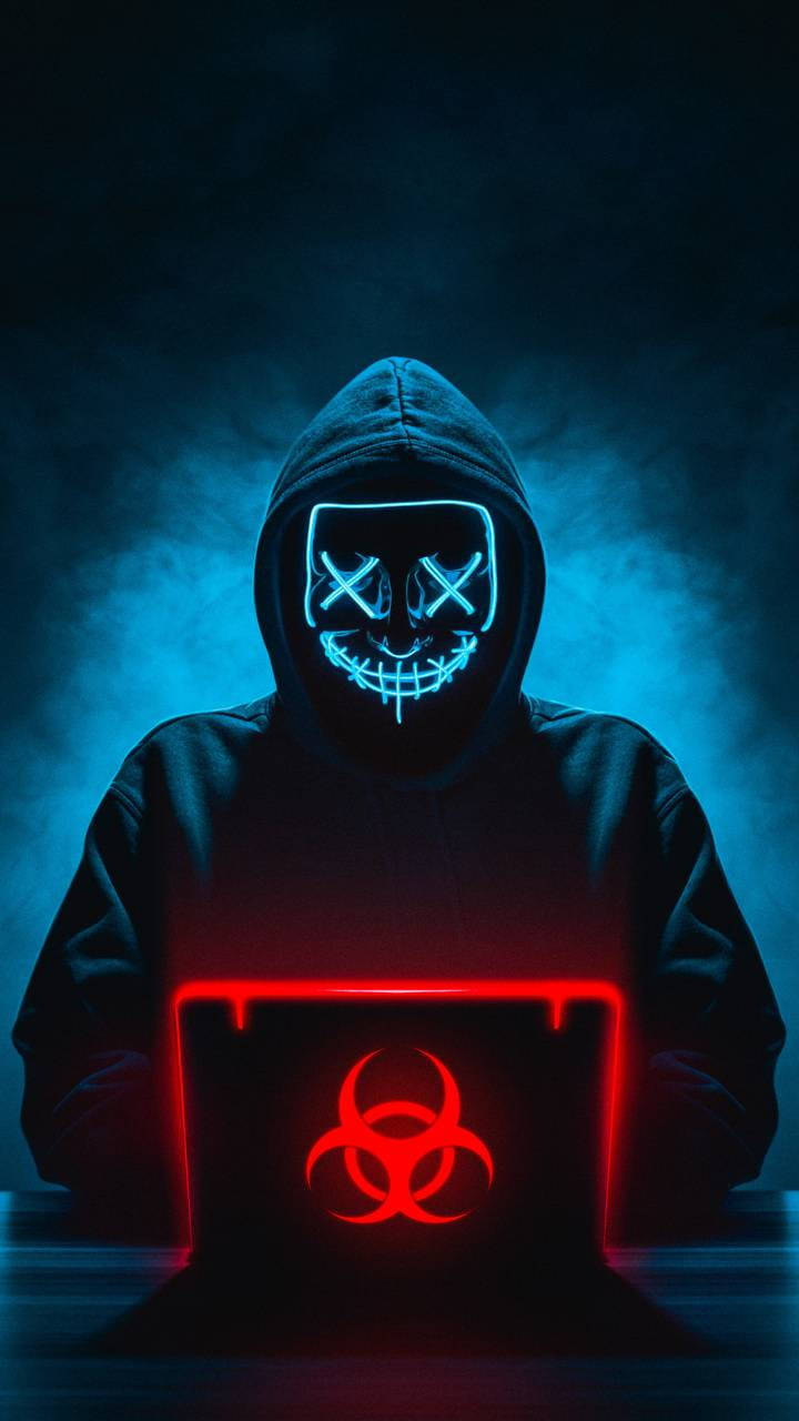 Blue Smoke Hacker Mask Background