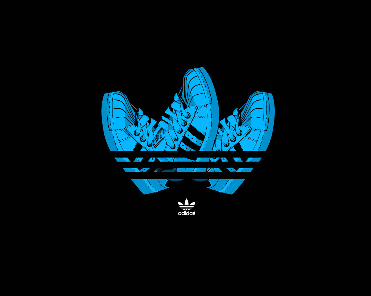 Blue Sneakers Adidas Logo Background