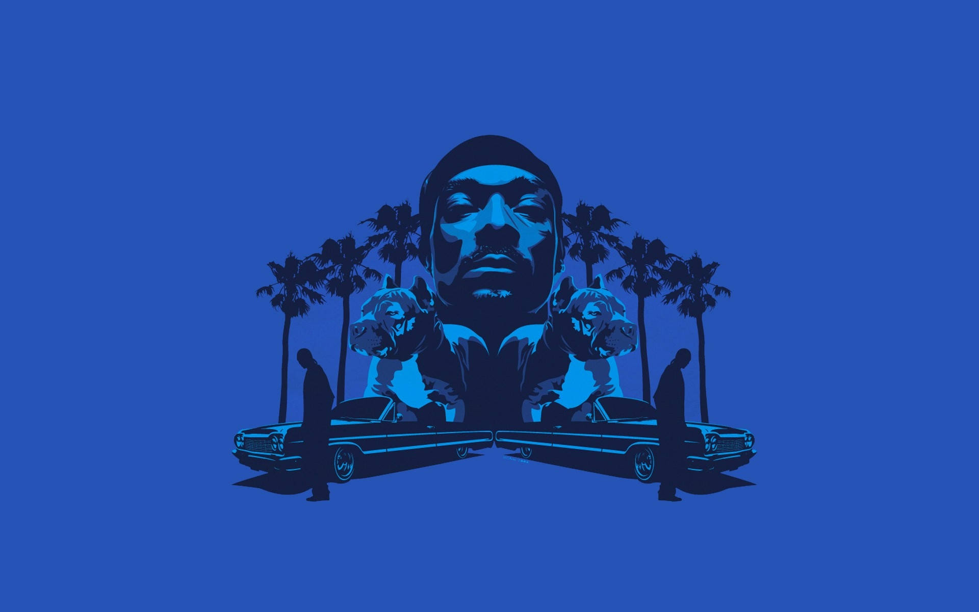 Blue Snoop Dogg With Cadillac Background