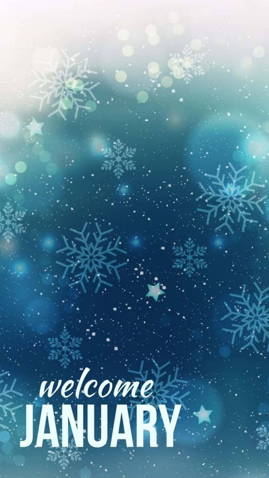 Blue Snowflake Welcome January Phone Background
