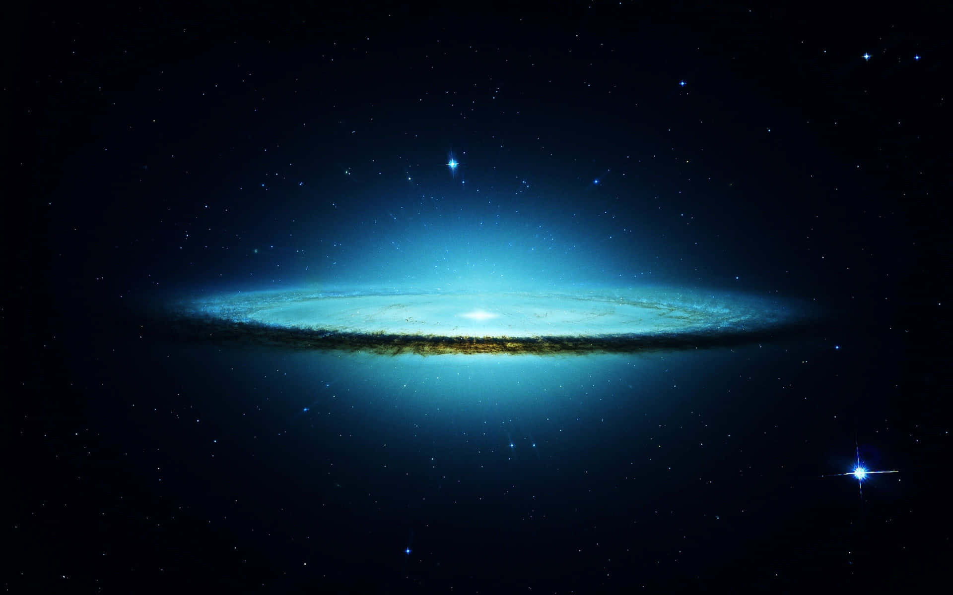 Blue Sombrero Space Galaxy Background