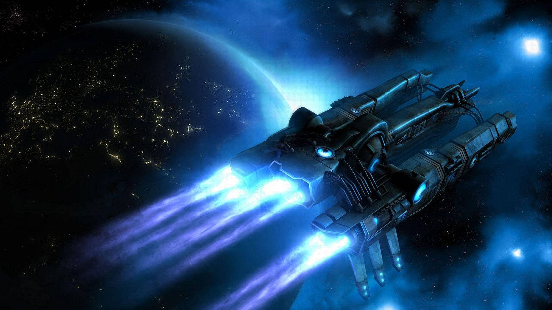 Blue Spaceship Background