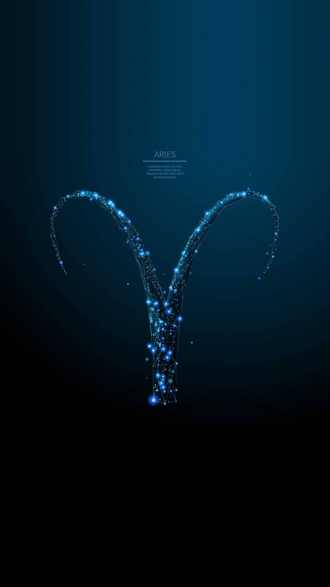 Blue Sparkly Aries Aesthetic Zodiac Sign Background