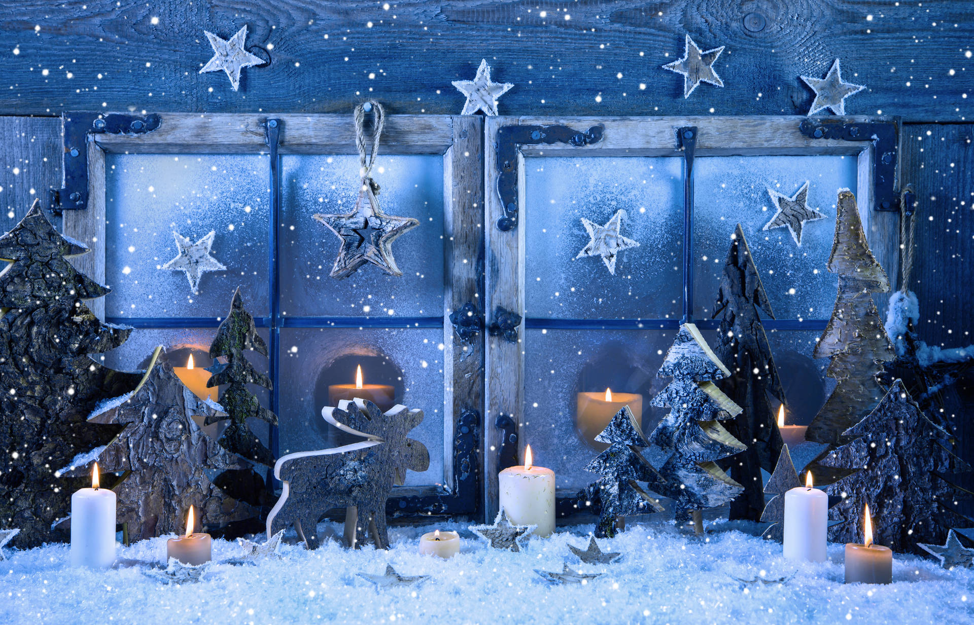 Blue Sparkly Decor Christmas Holiday Desktop Background