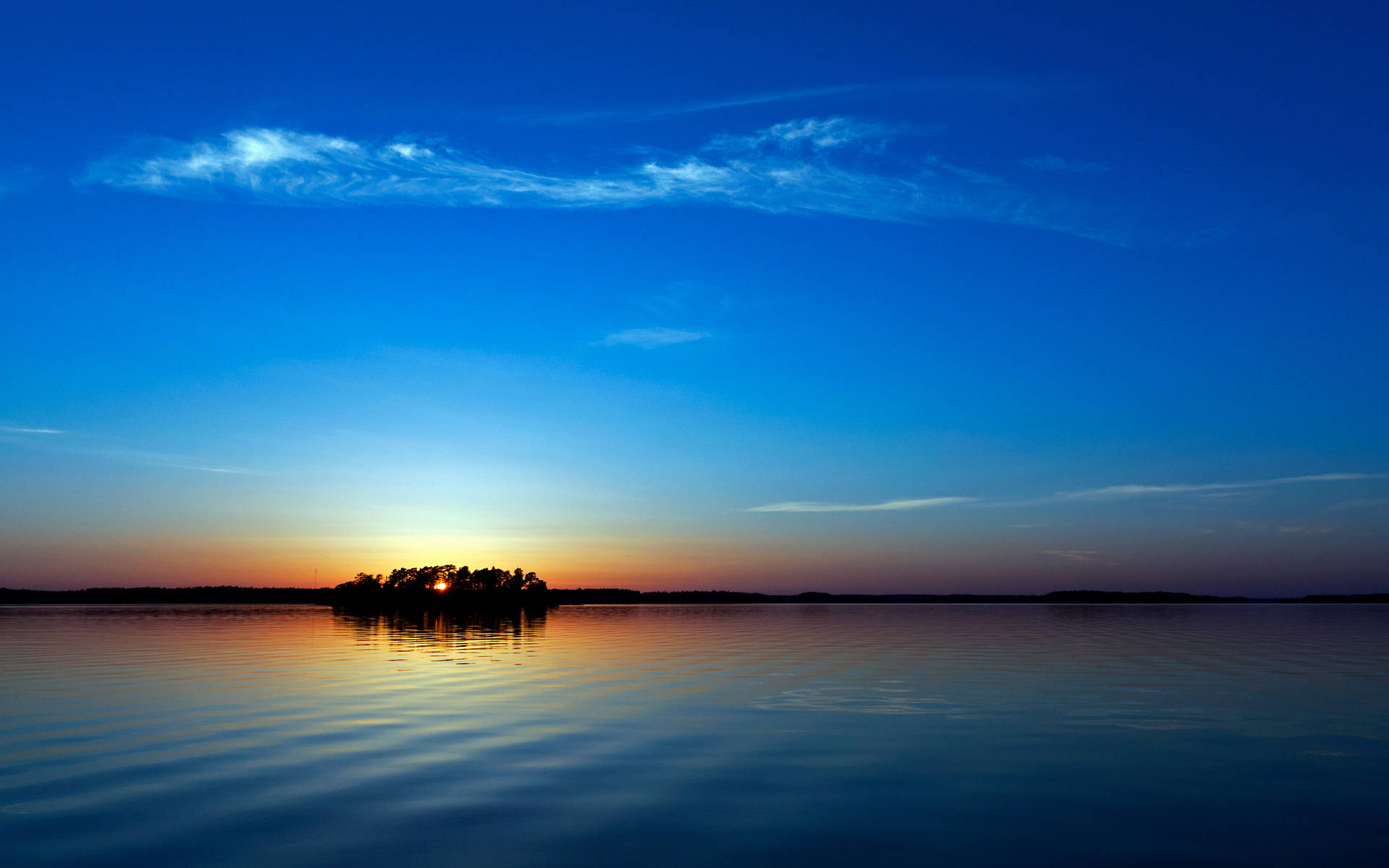 Blue Sunset Island Screen Saver Background