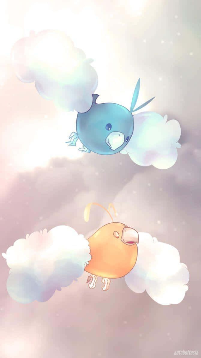 Blue Swablu And Yellow Swablu Background