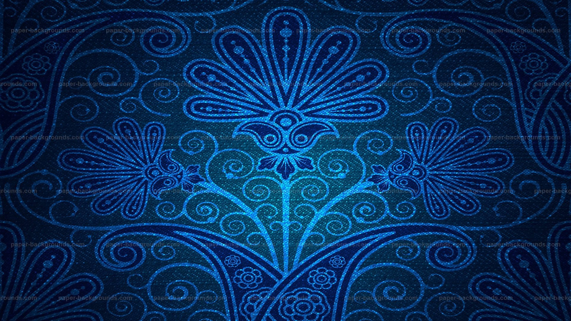 Blue Texture With Flowers Spirals Background
