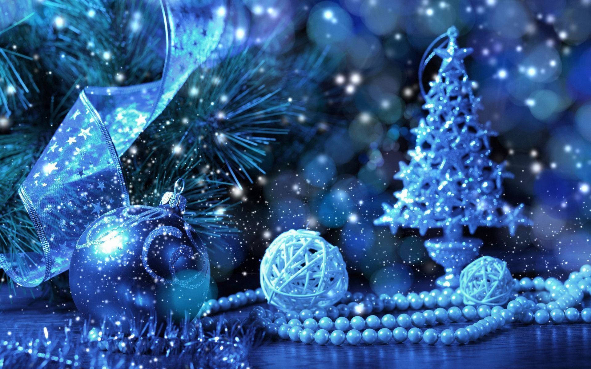 Blue-themed Christmas Holiday Desktop Background