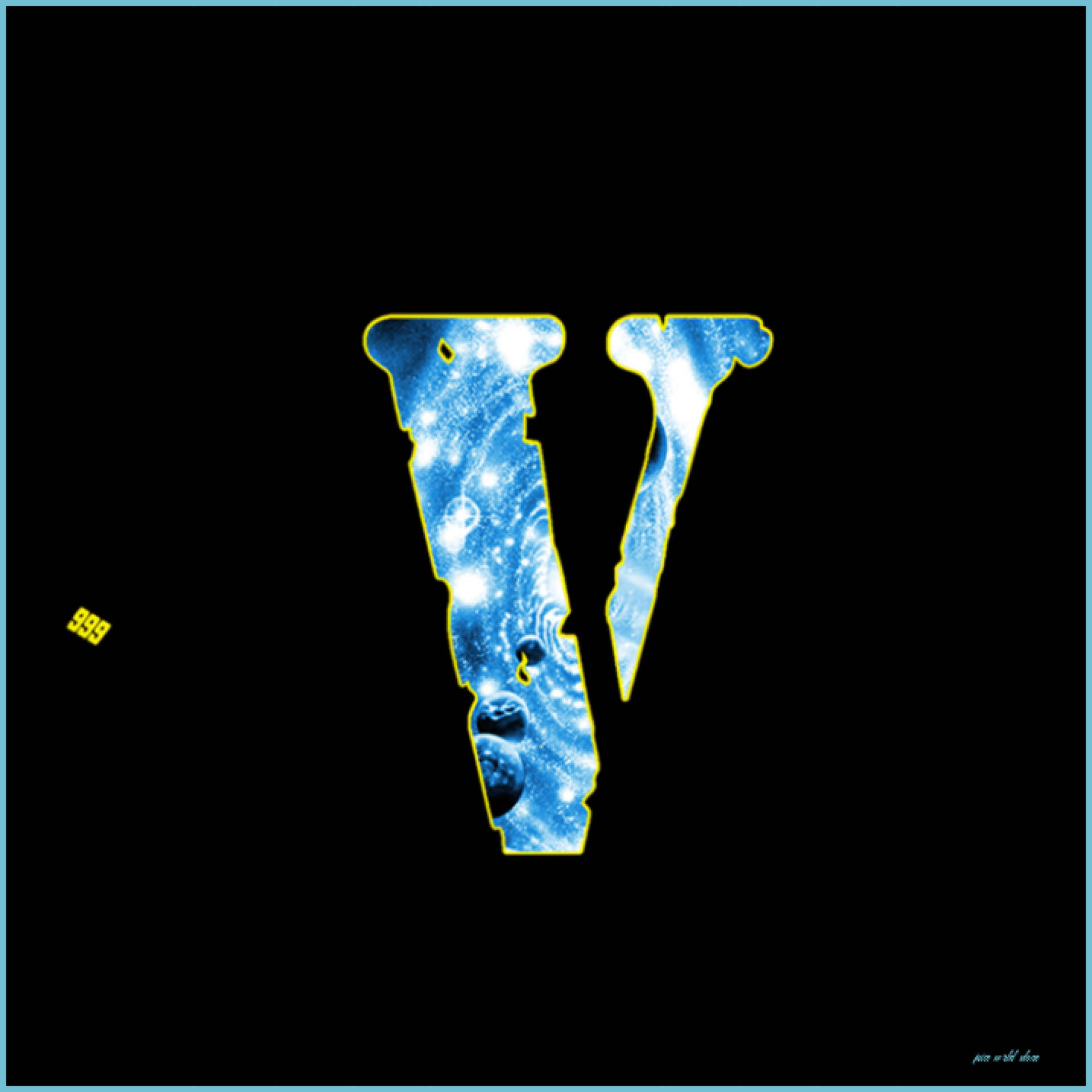 Blue Themed Galaxy V Logo Vlone Pfp Background