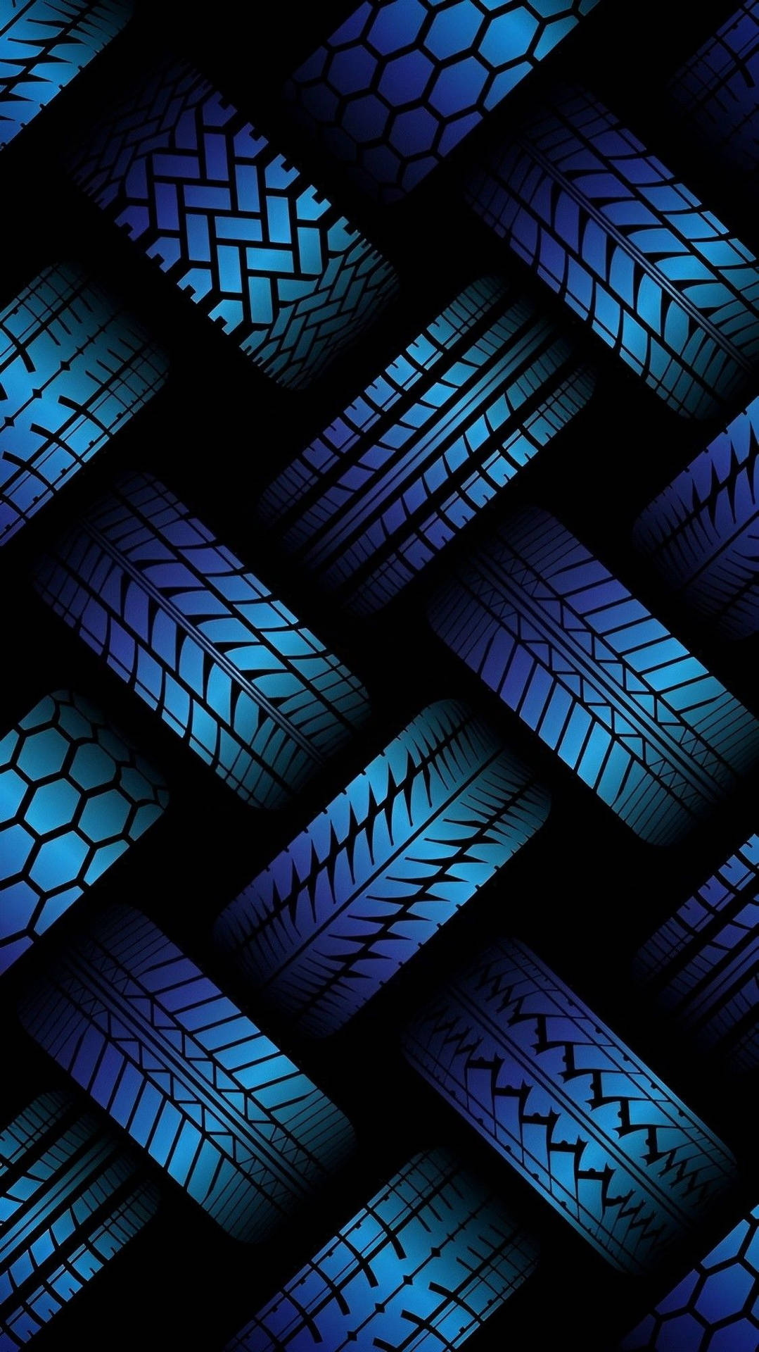 Blue Tire Tracks Interconnected Mobile 3d Background
