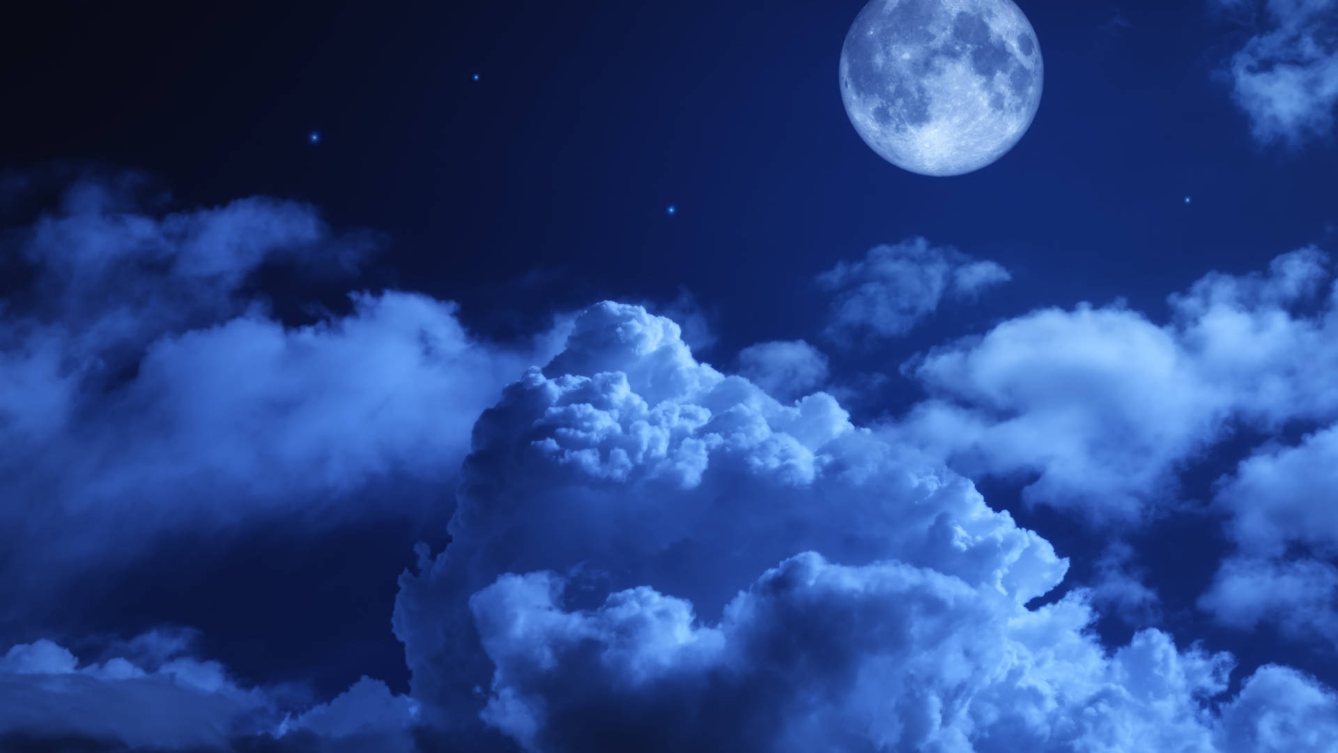 Blue-toned Sky Moonlight 4k Background