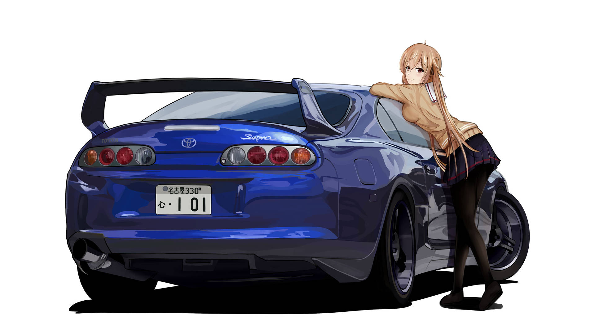 Blue Toyota Supra Anime Car