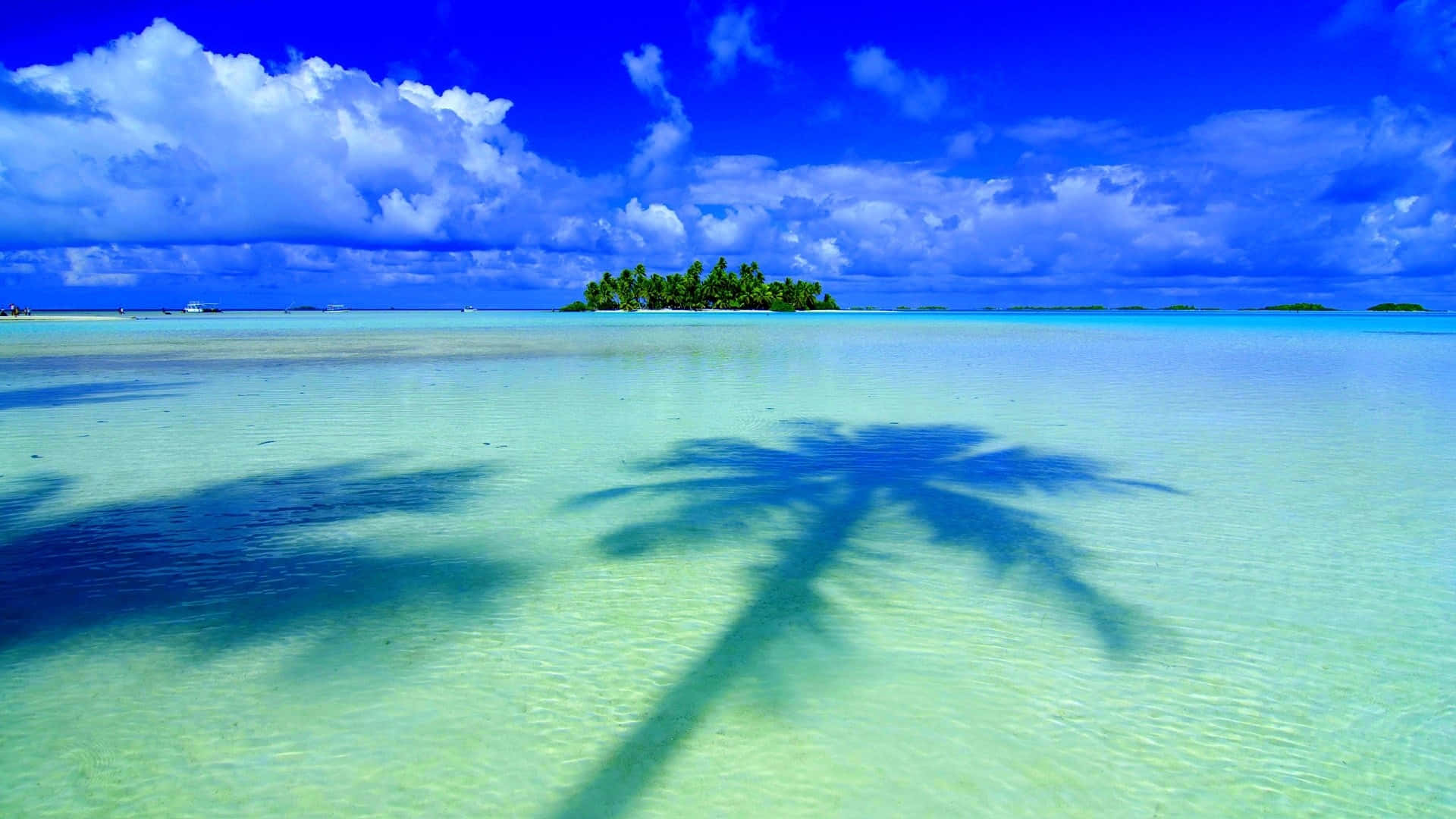 Blue Tropical Island Panoramic Desktop Background
