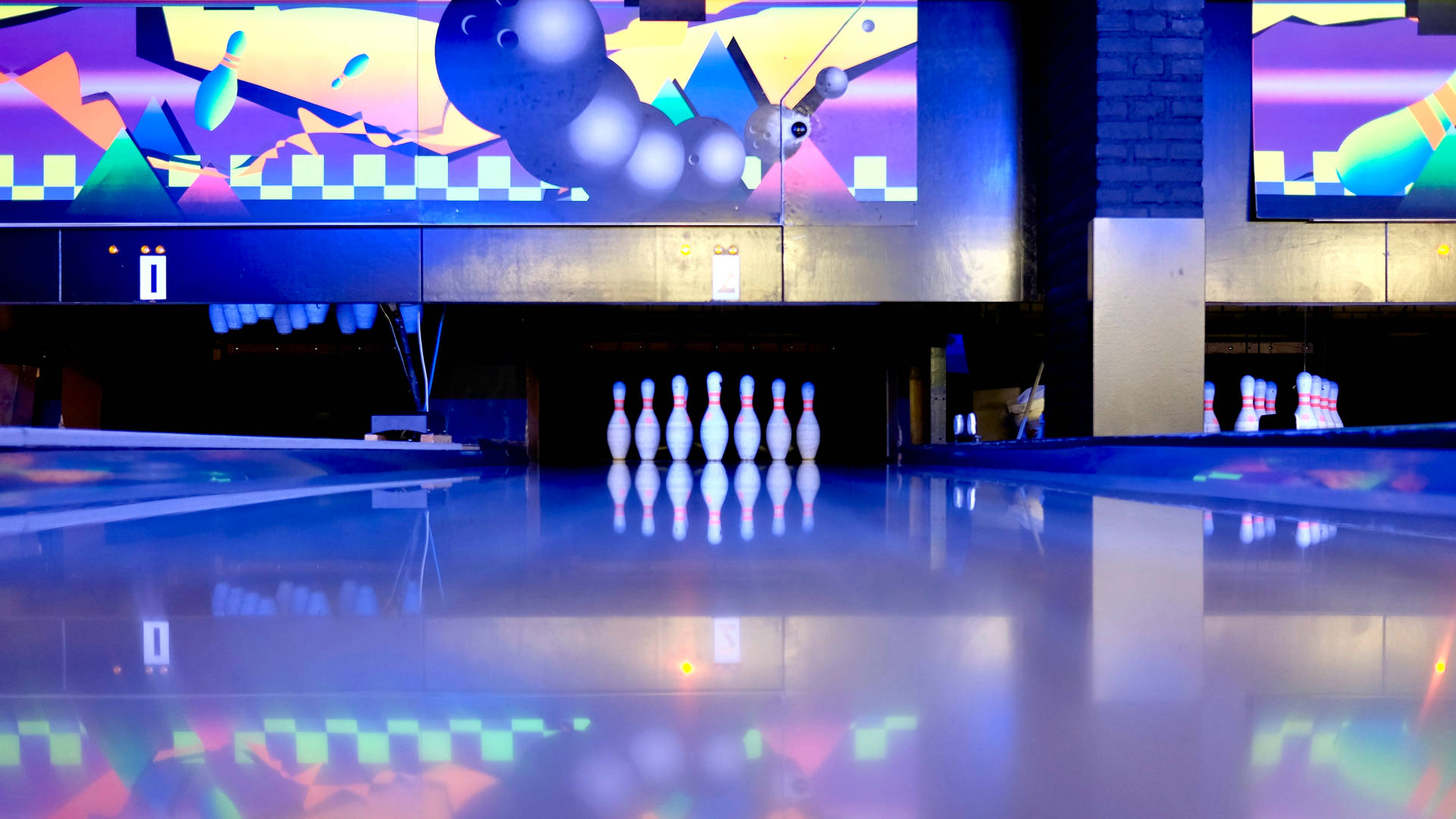 Blue-violet Bowling Alley Background