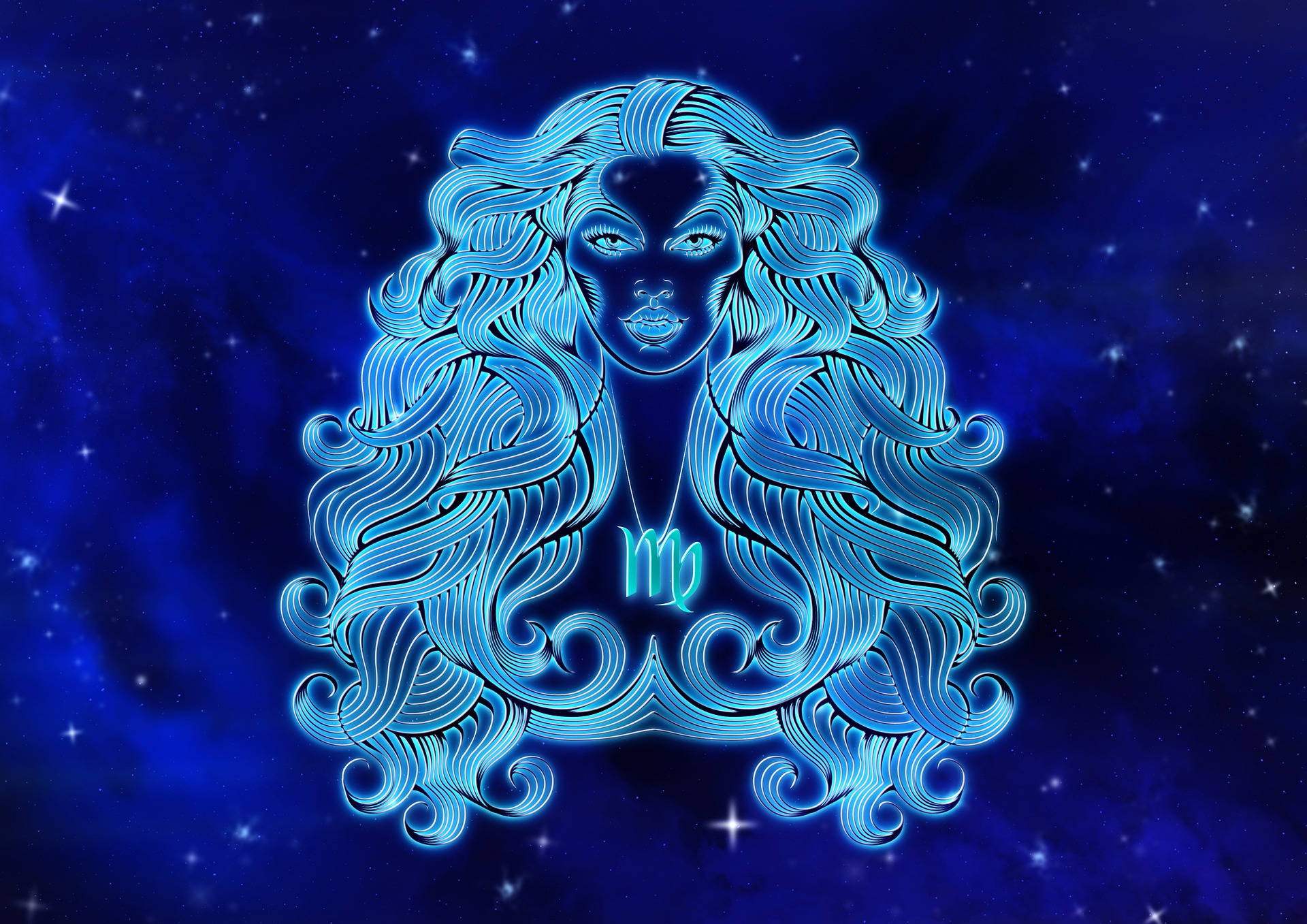 Blue Virgo Zodiac Lady