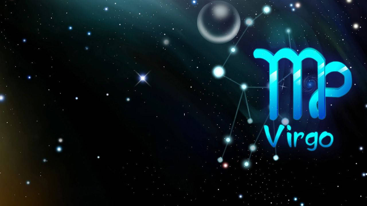 Blue Virgo Zodiac Symbol Galaxy Background