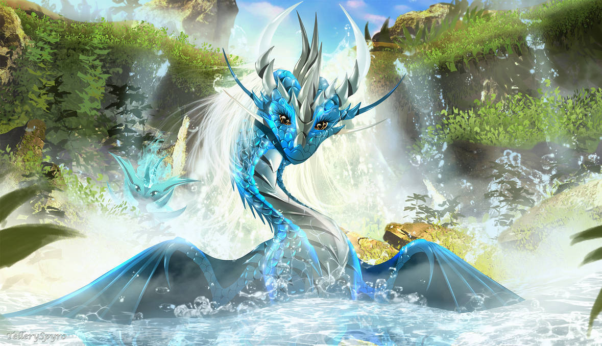 Blue Water Dragon Nature And Falls Background