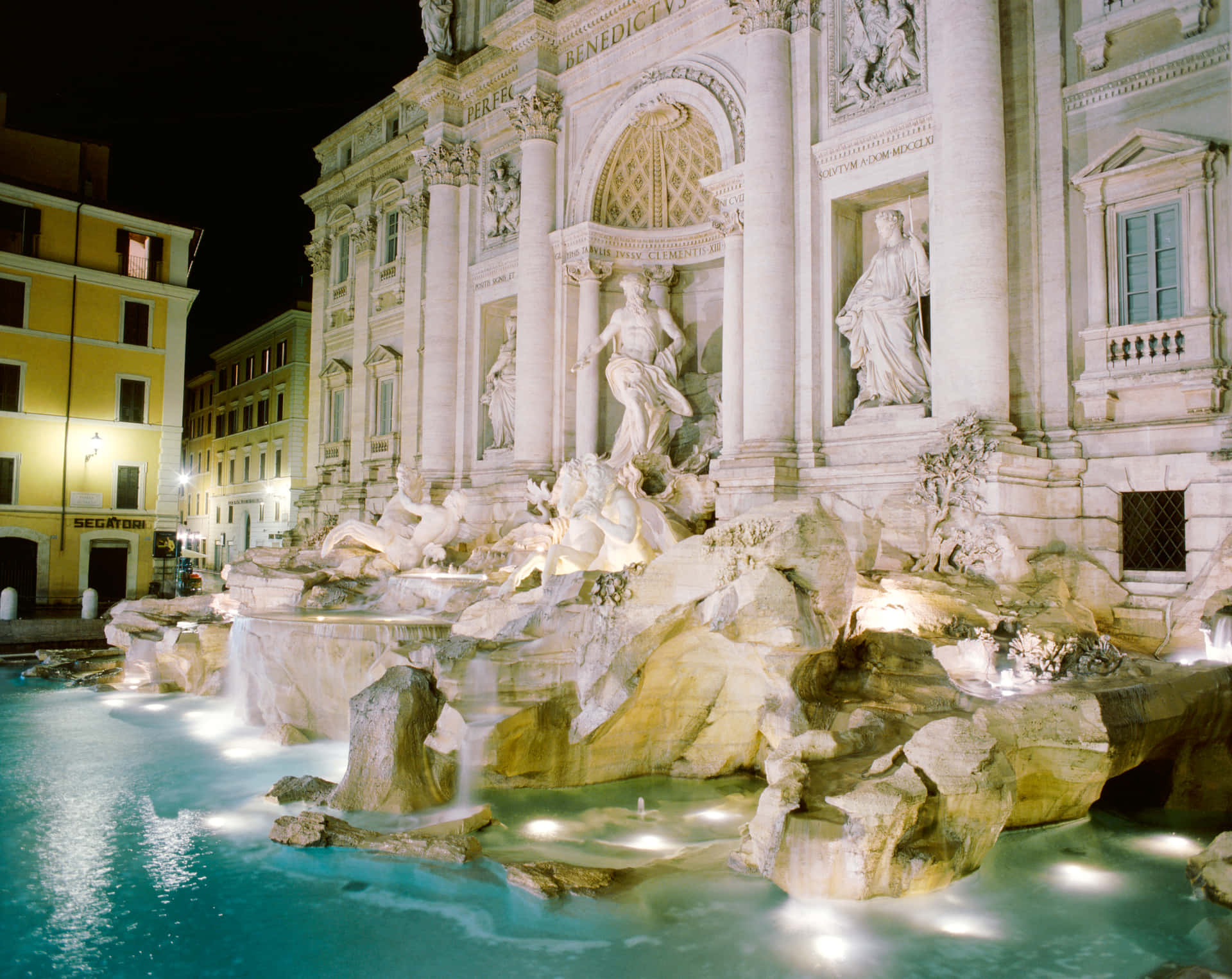 Blue Water On The Trevi Fountain Background