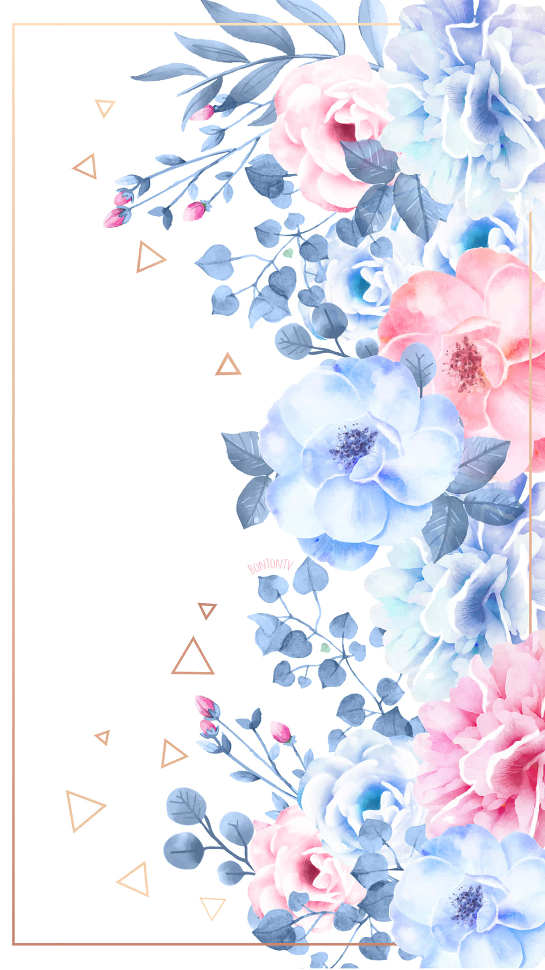 Blue Watercolor Floral Patterns Background