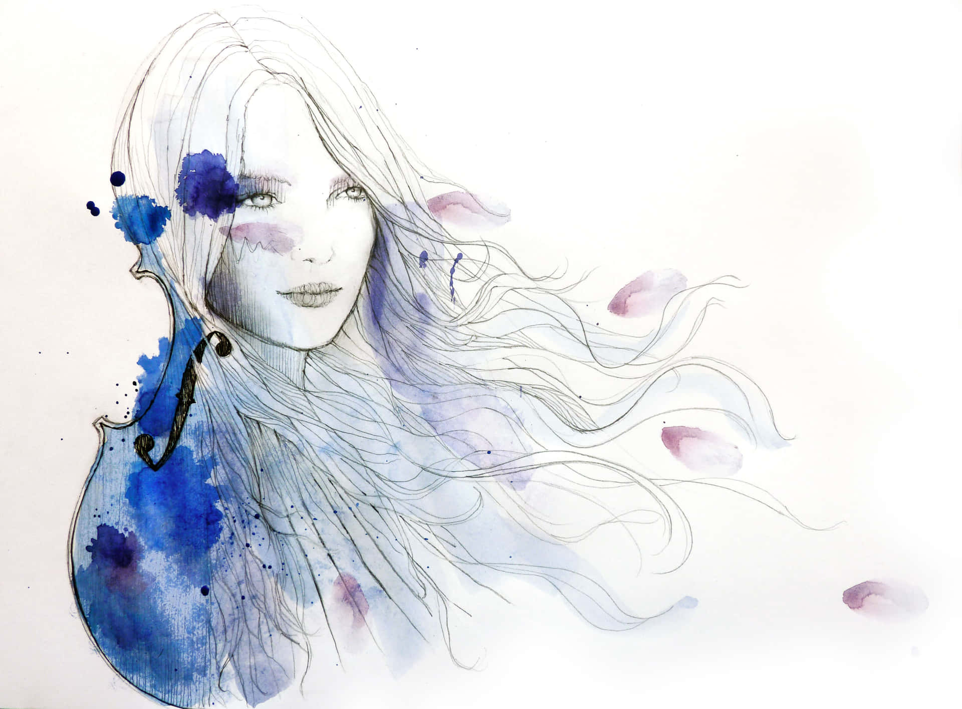 Blue Watercolor Woman For Girls