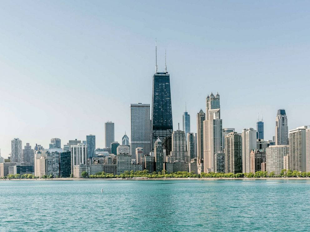 Blue Waters In Front Of Chicago, Illinois Metro