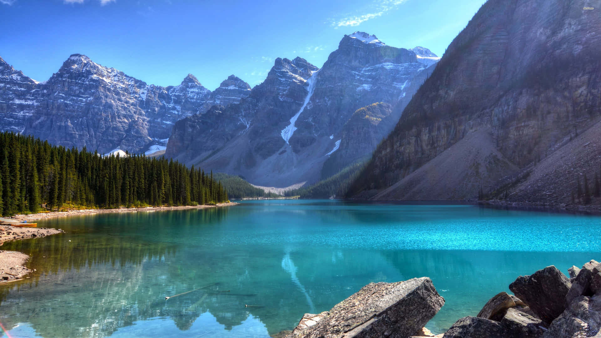 Blue Waters Of Beautiful Mountain Lake Background