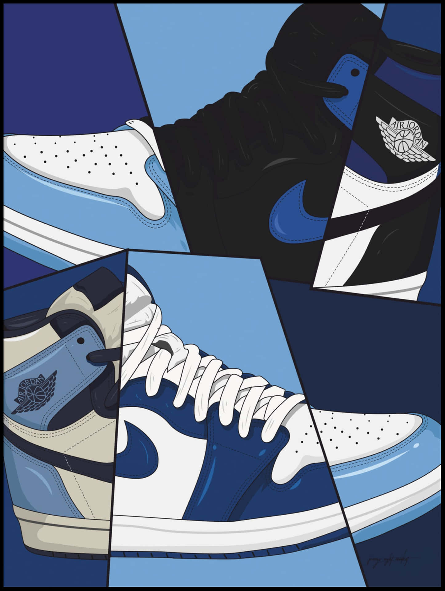 Blue White Air Jordans Artwork Background