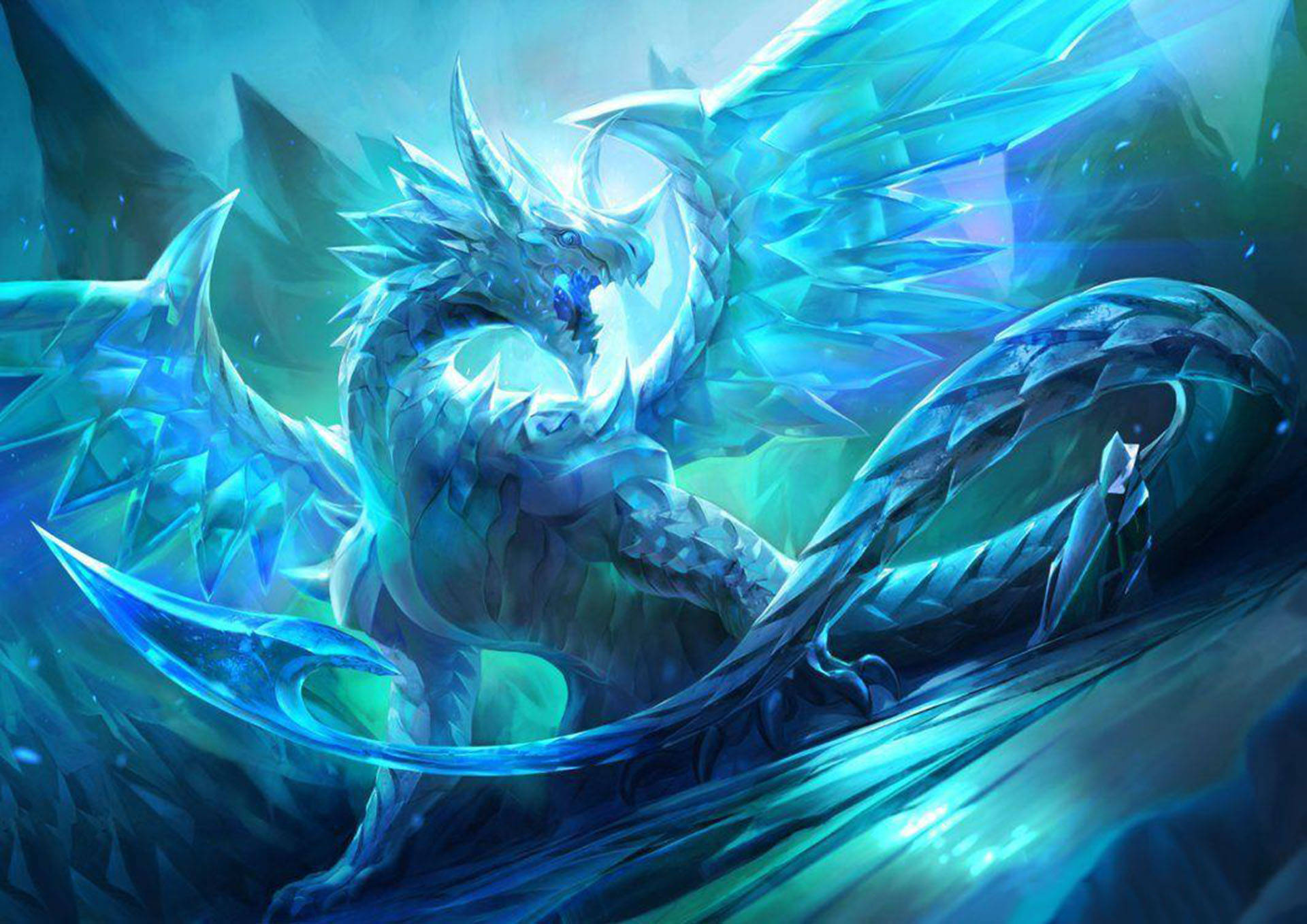 Blue Winged Ice Dragon Background