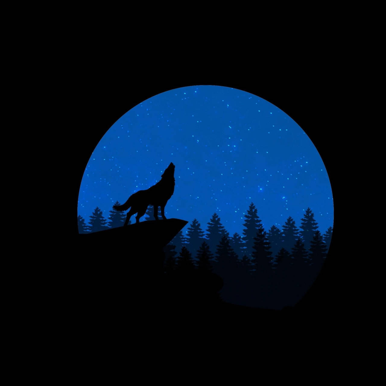 Blue Wolf Howling On Cliff Background