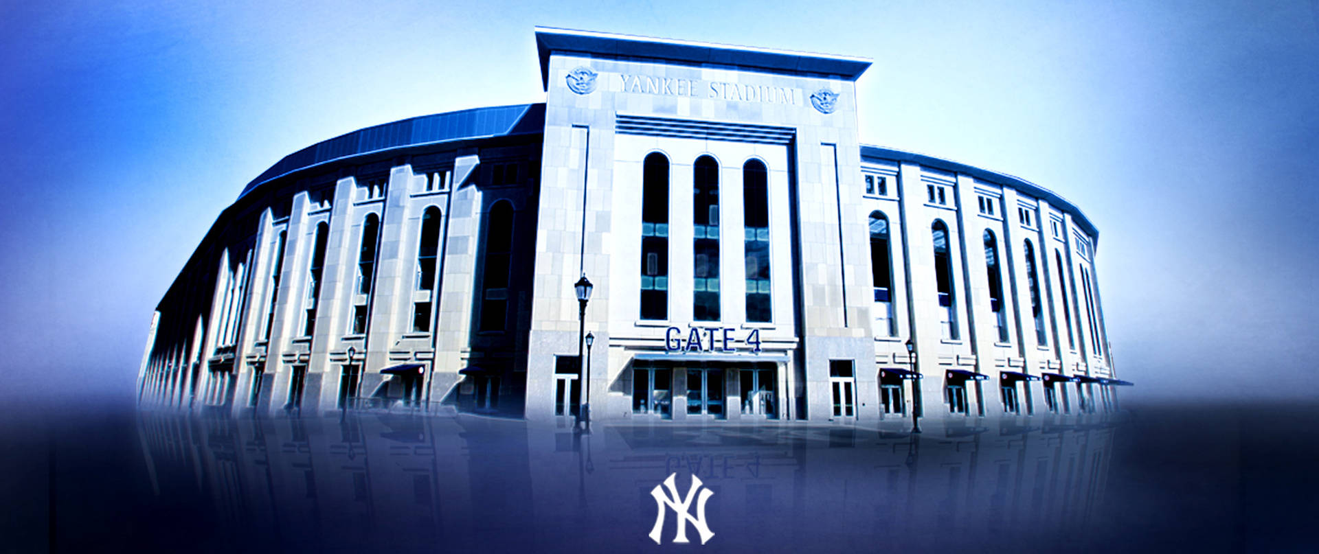 Blue Yankee Stadium Facade Fanart Background