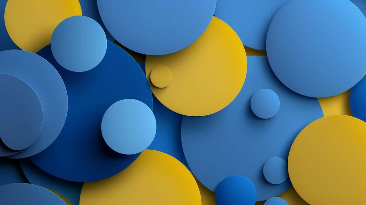 Blue Yellow Abstract Circles Background