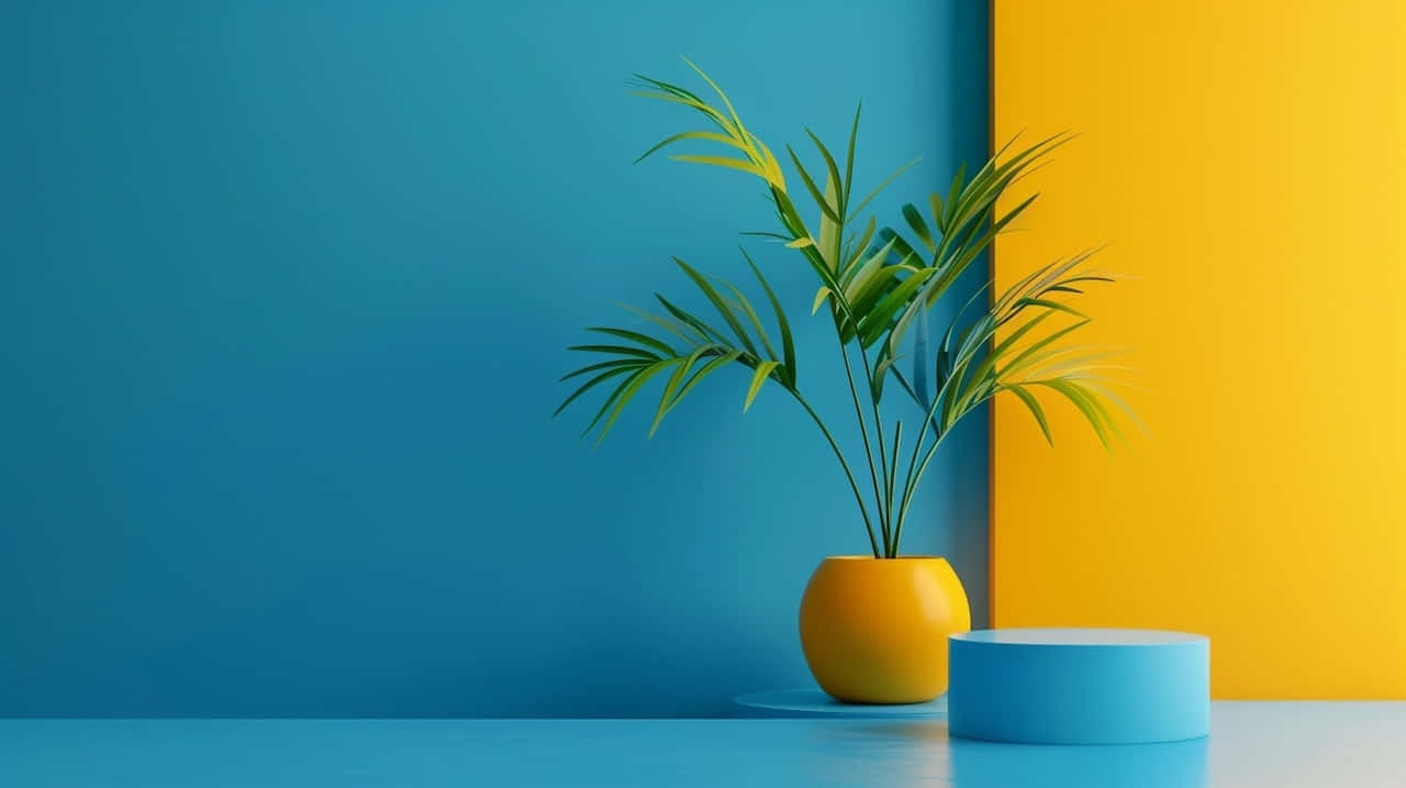 Blue Yellow Interior Decor Background