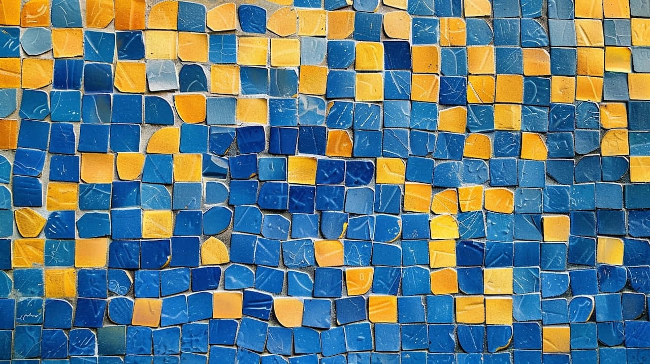 Blue Yellow Mosaic Pattern Background