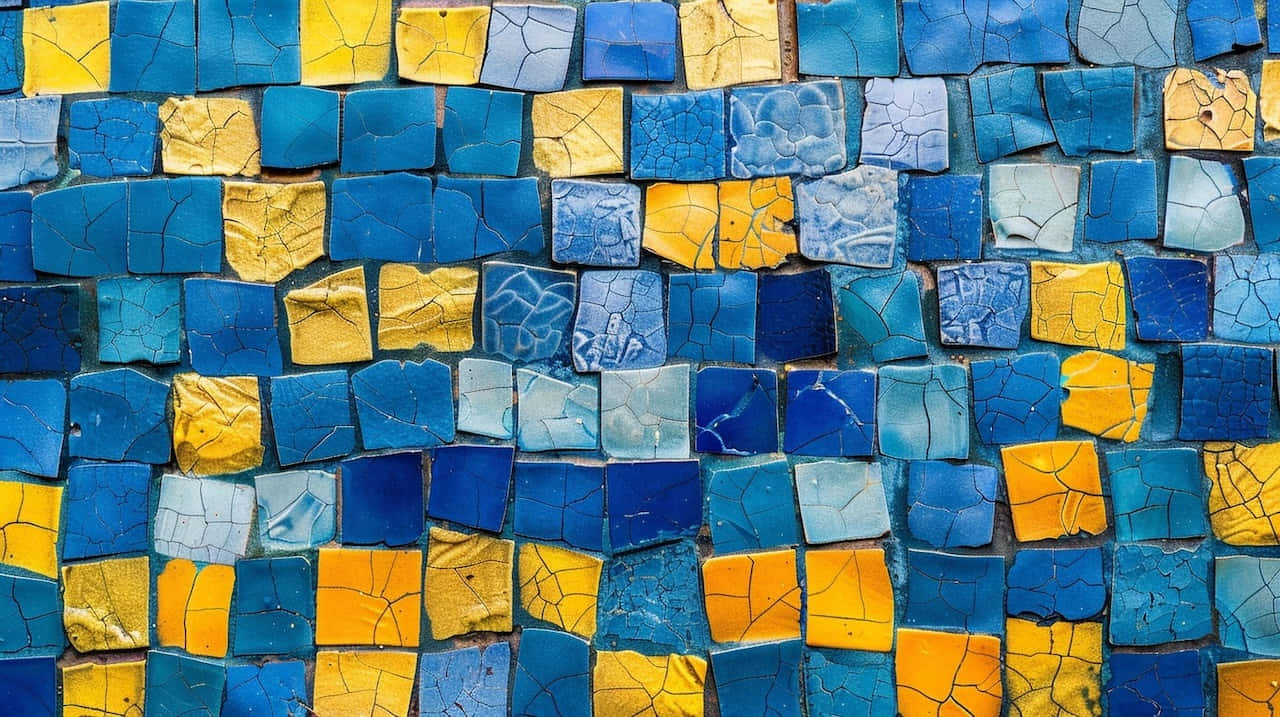 Blue Yellow Mosaic Pattern Background