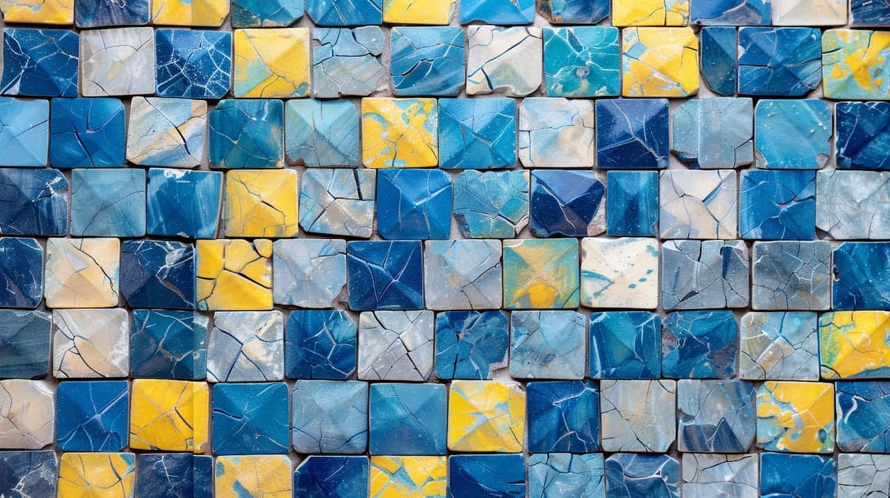 Blue Yellow Mosaic Tiles Background
