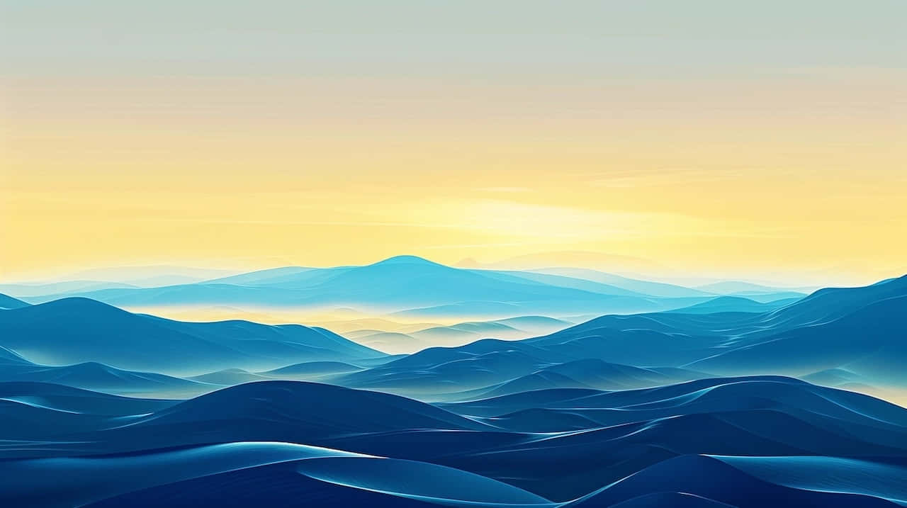 Blue Yellow Sunrise Hills Background