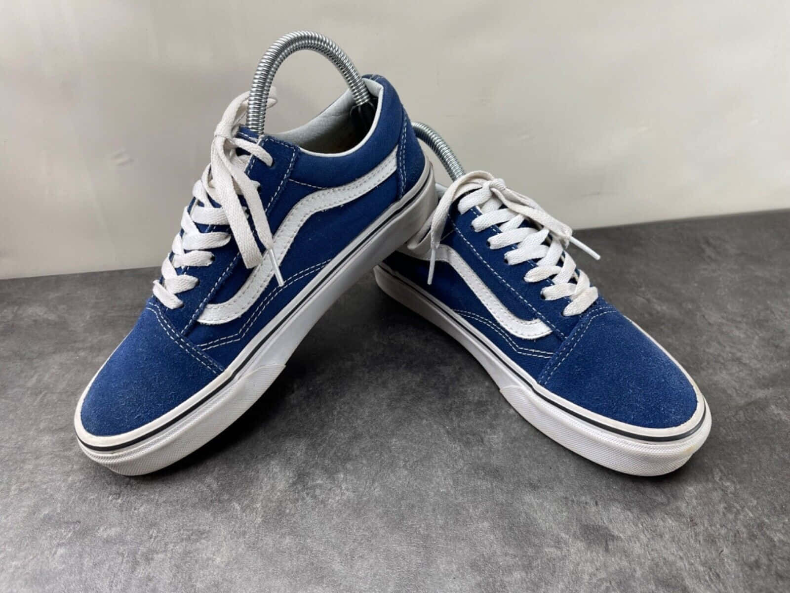 Blueand White Skate Shoeson Display.jpg Background