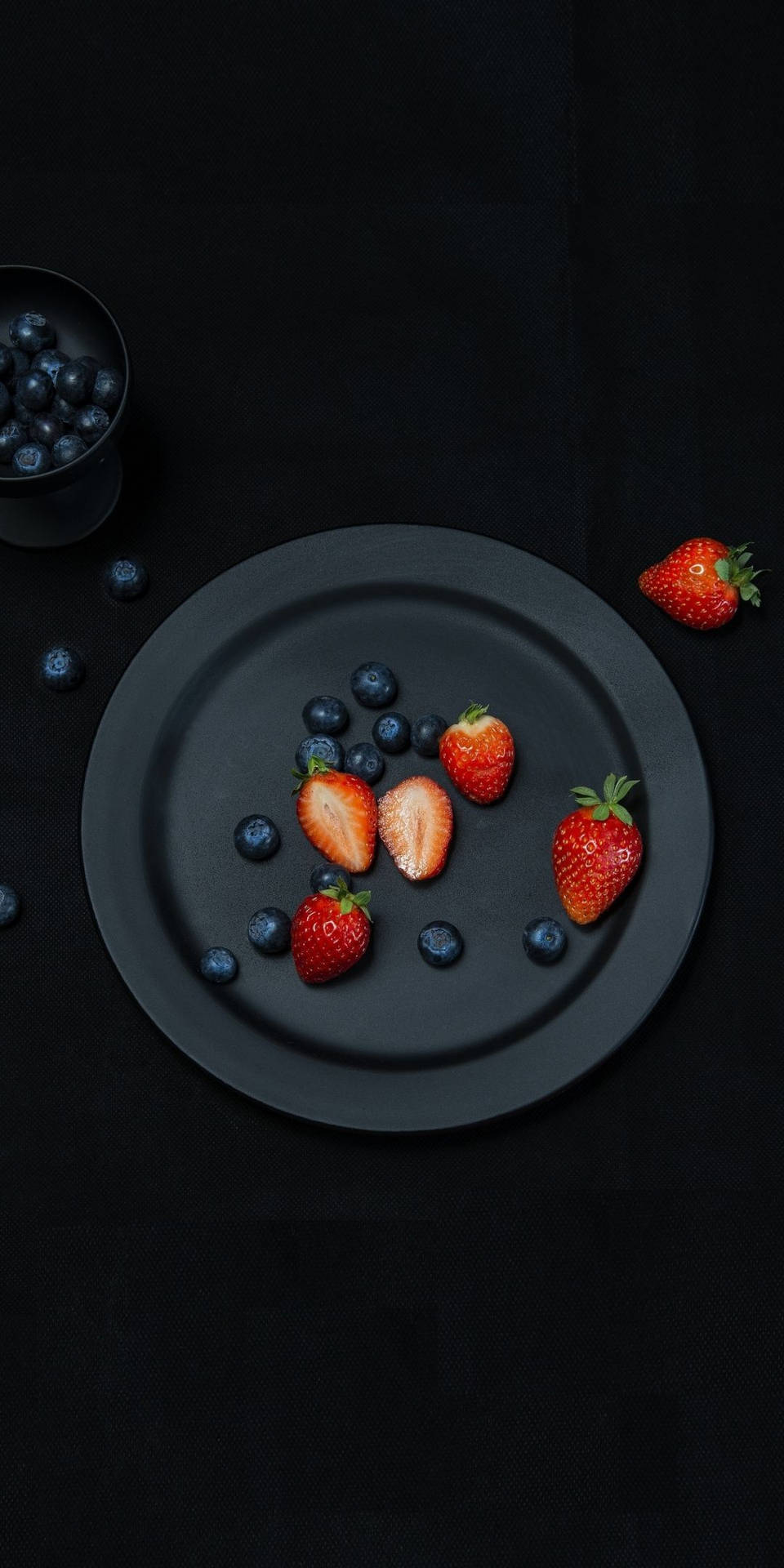 Blueberries And Strawberries Dish Background