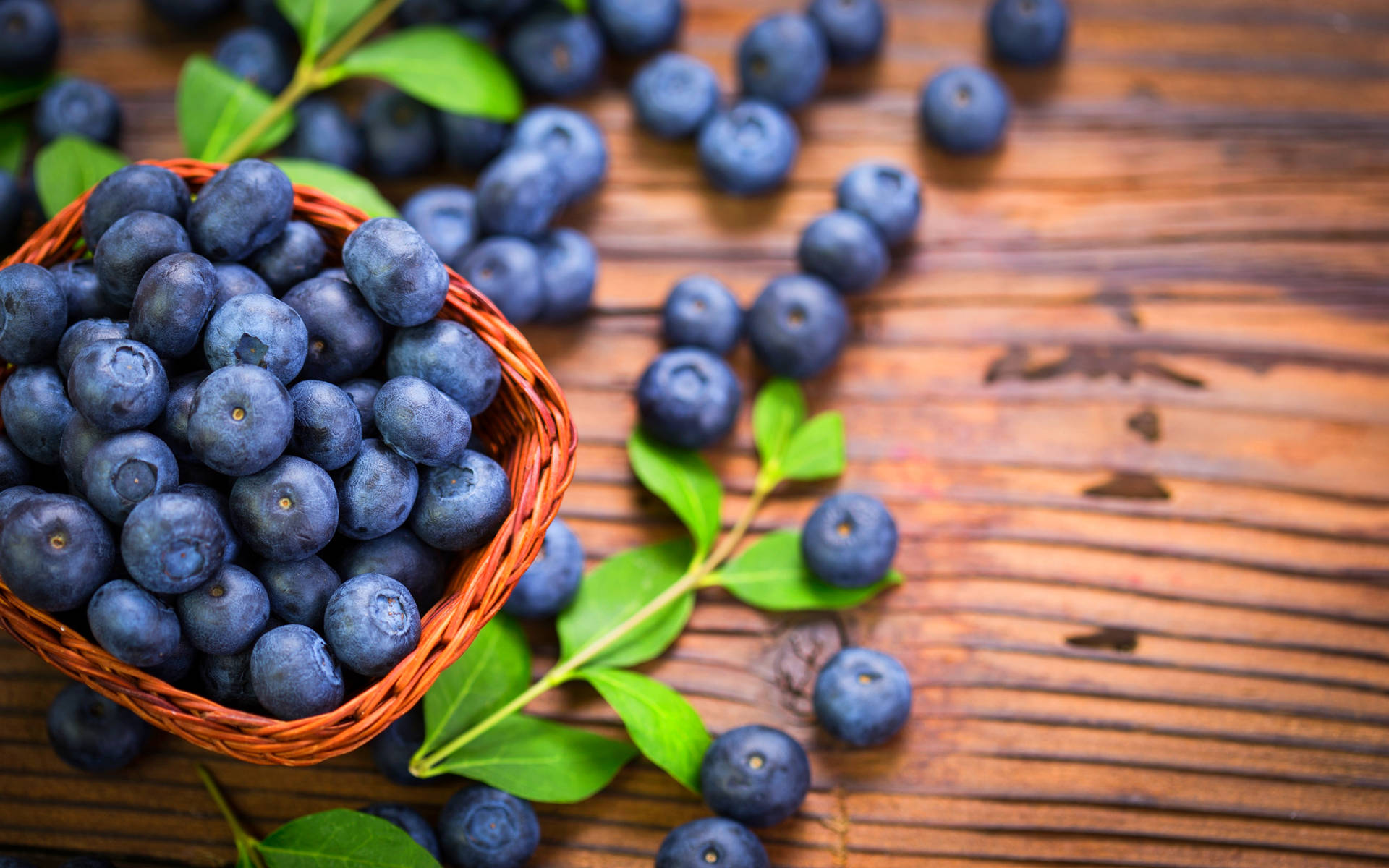 Blueberries On A Wood Table With Nice Grain