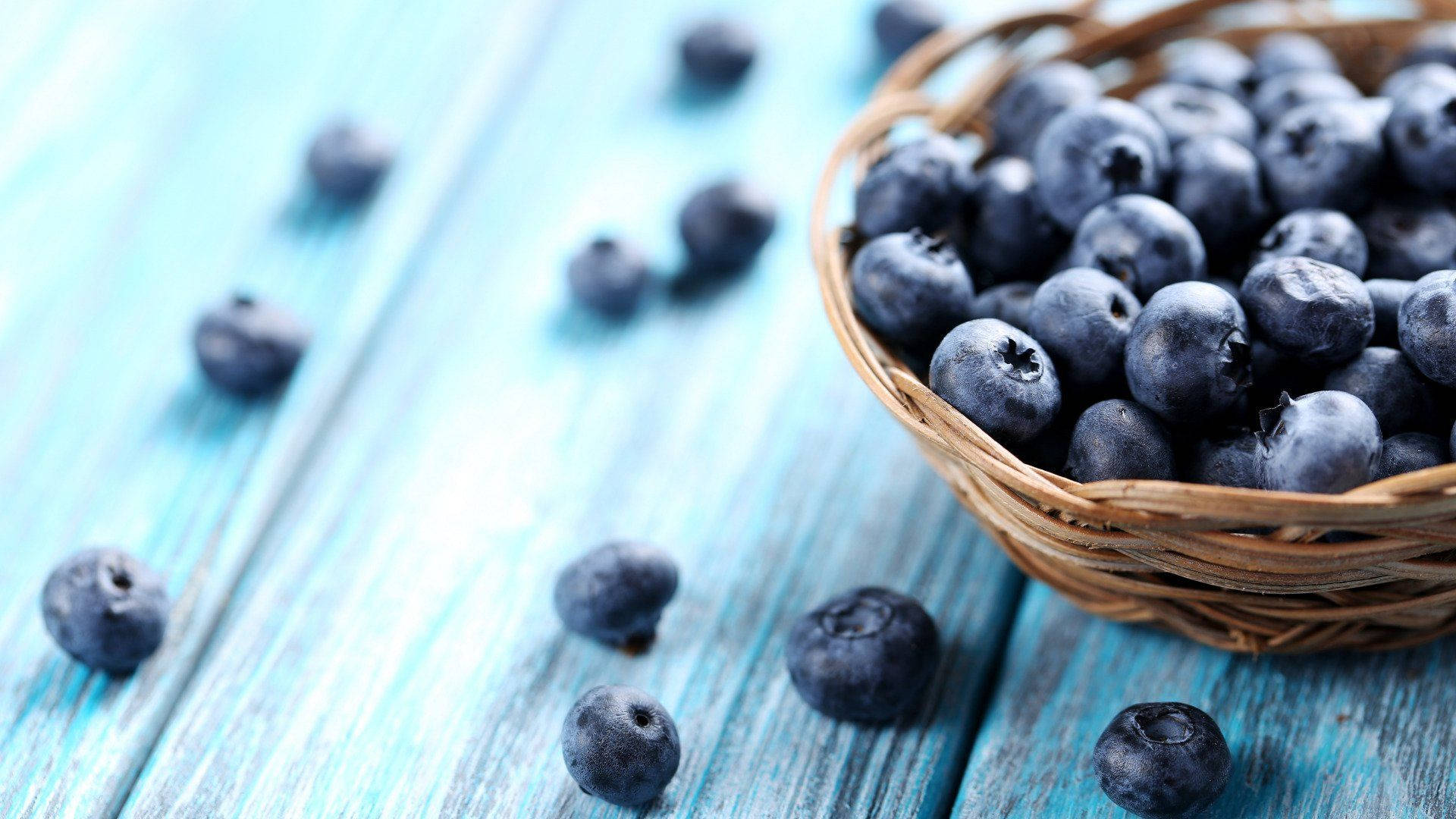 Blueberries On Woven Basket Background