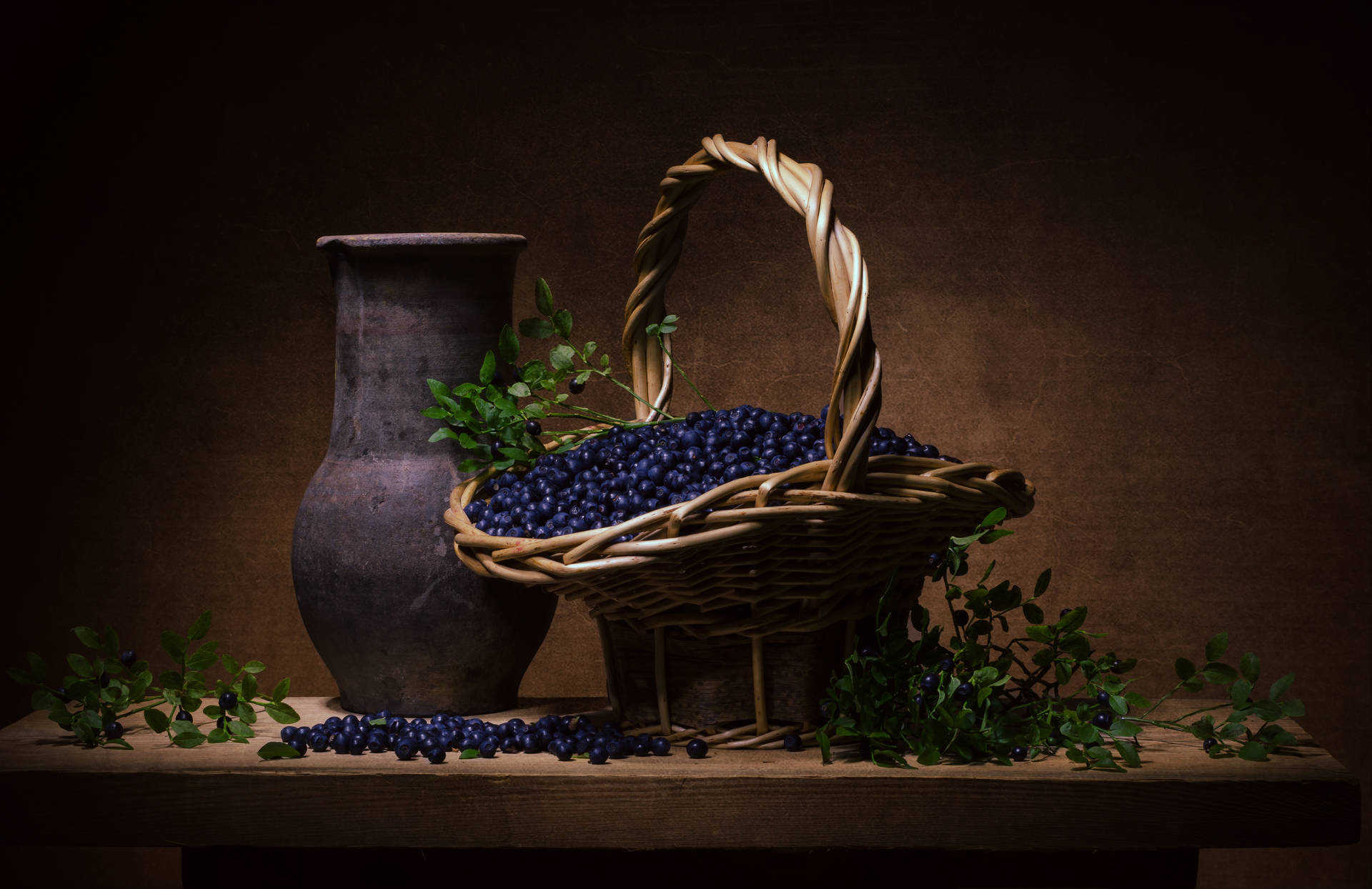 Blueberry Basket Still Life Painting