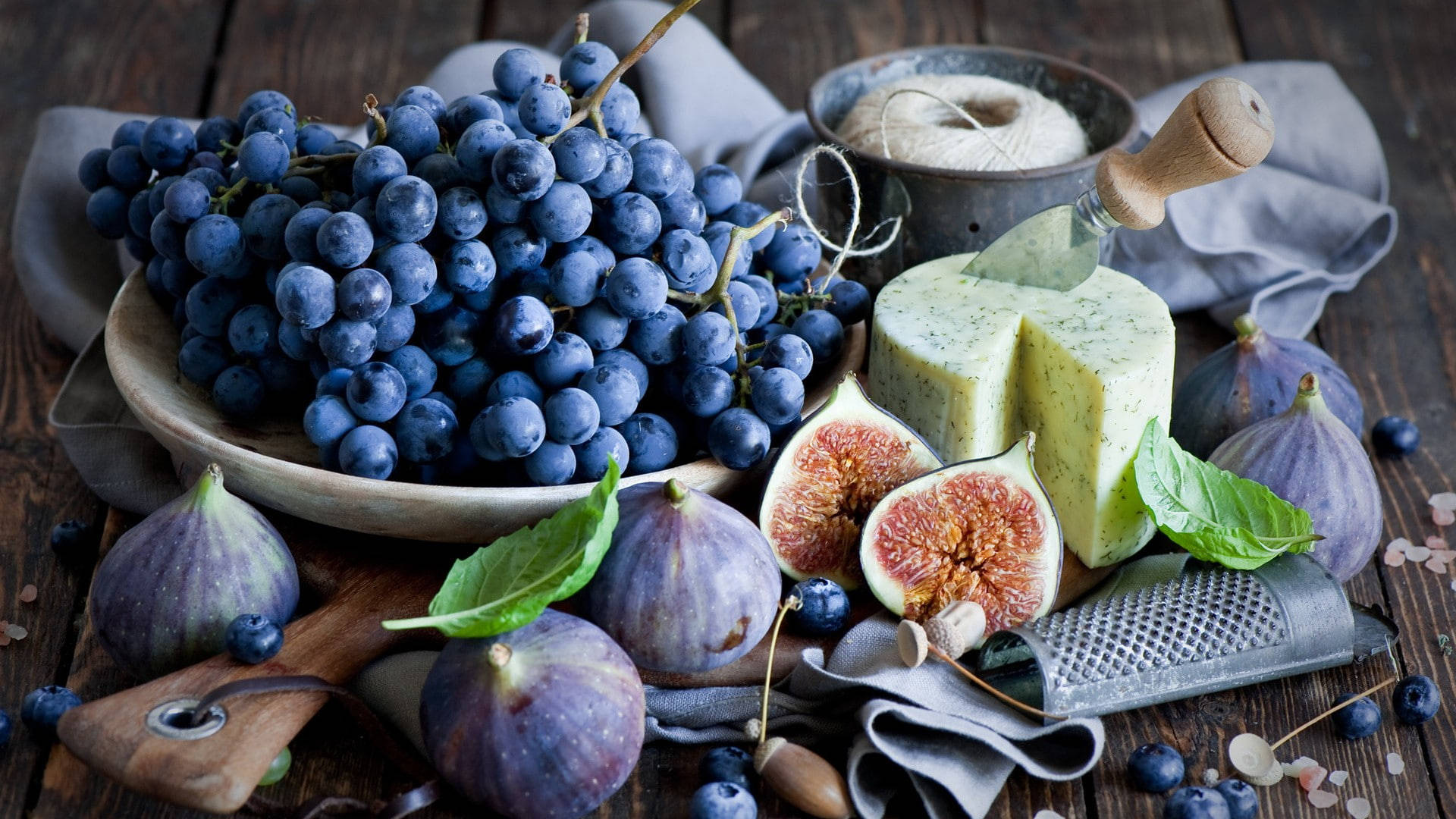 Blueberry With Figs And Cheese Background