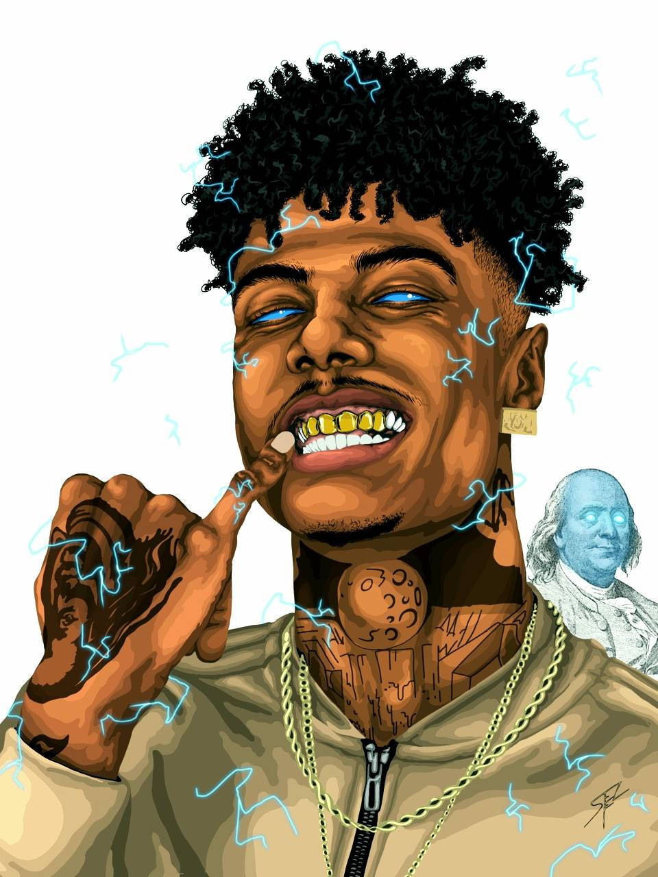 Blueface Ben Franklin Artwork