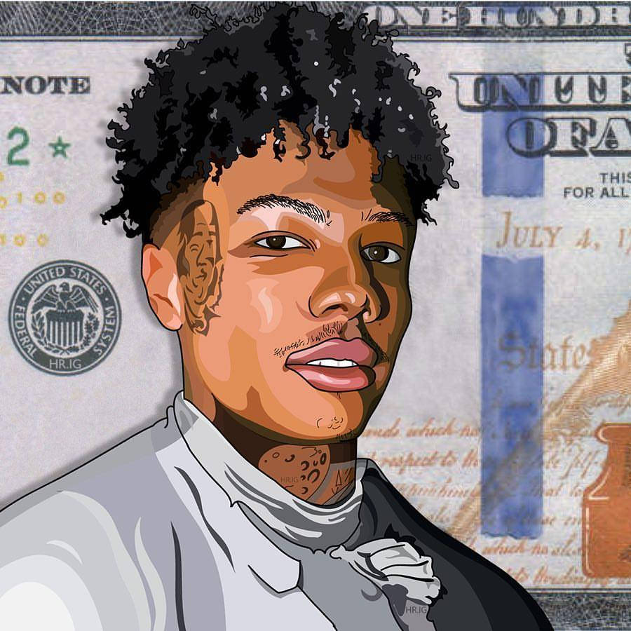 Blueface Flaunting A 100 Dollar Bill Background