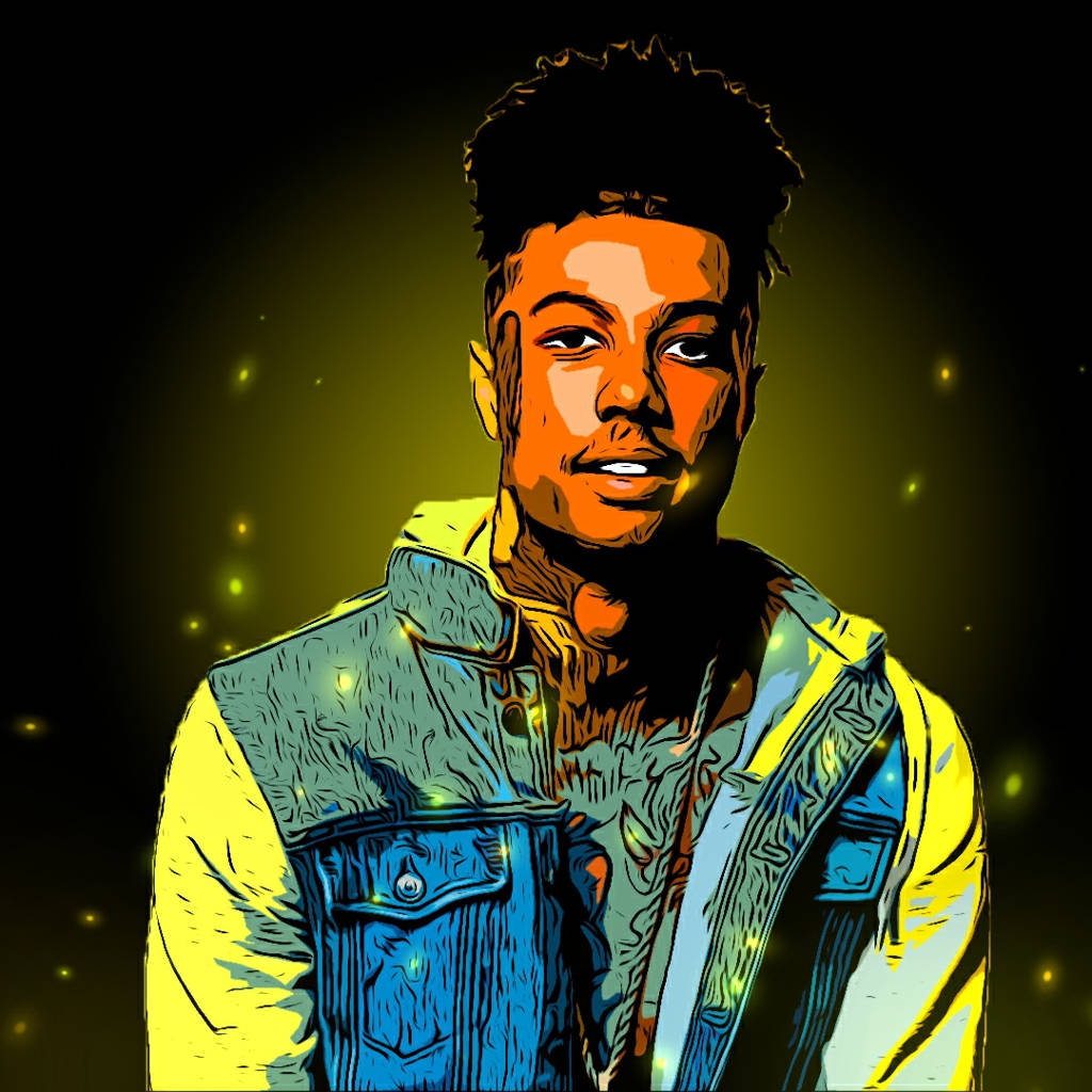 Blueface Glowing Yellow Blue Jacket Background