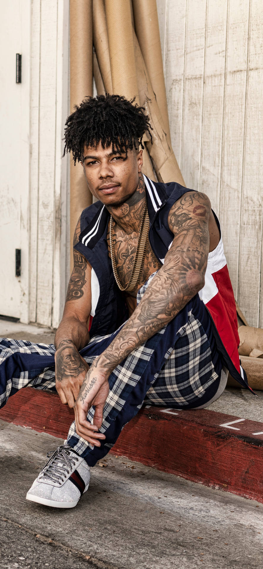 Blueface Sitting Pose Background