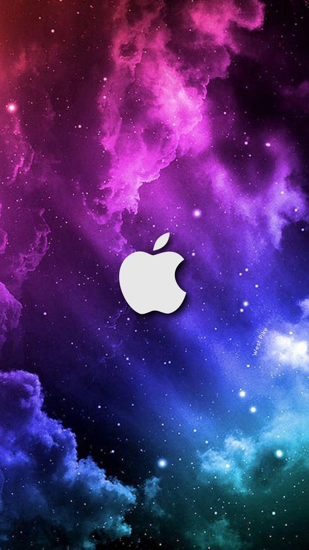 Blueish Purple White Apple Logo Iphone Background